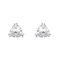 Bling Jewelry Triangle Shape Classic Large Statement 6CT Cz Solitaire Clip On Stud Earrings Rhodium Plated Brass Non Pierced 12MM