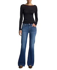 7 For All Mankind Women's Dojo Tailorless Mid-Rise Flare Jeans