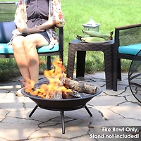 Outdoor Camping or Backyard Replacement Round Steel with Heat-Resistant Paint Finish Fire Pit Bowl - Black