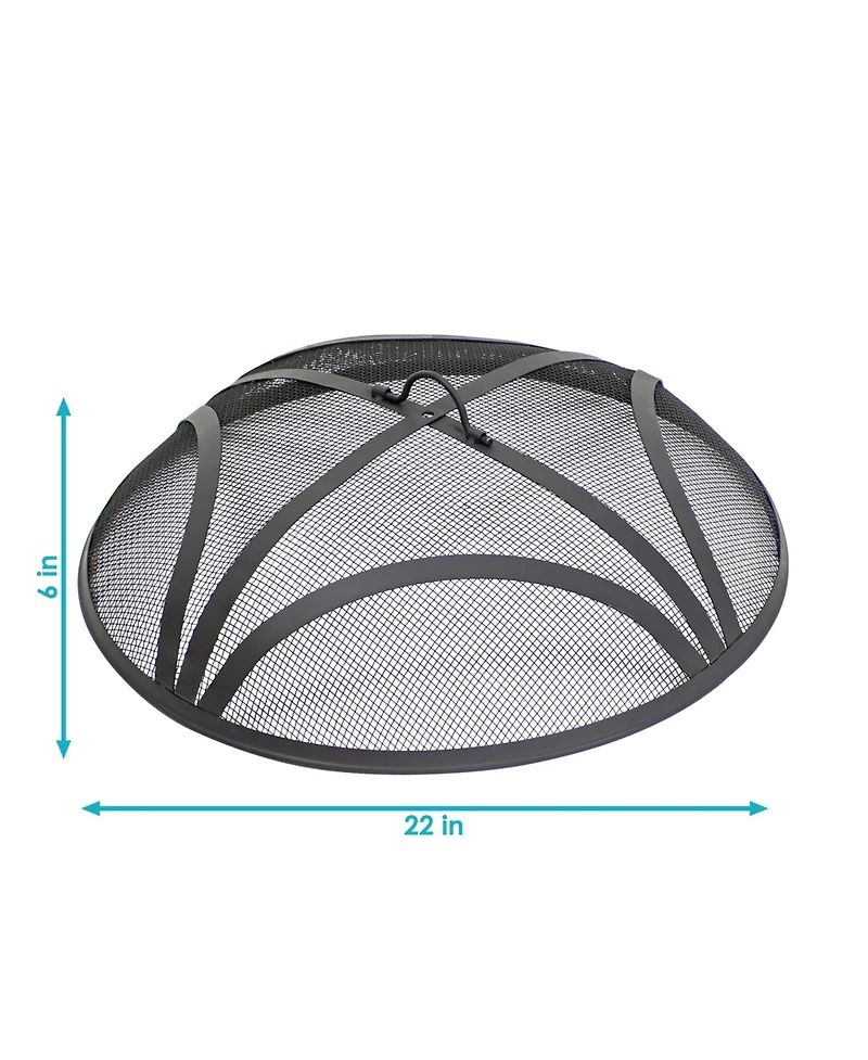 Outdoor Heavy-Duty Reinforced Steel Round Fire Pit Spark Screen with Ring Handle