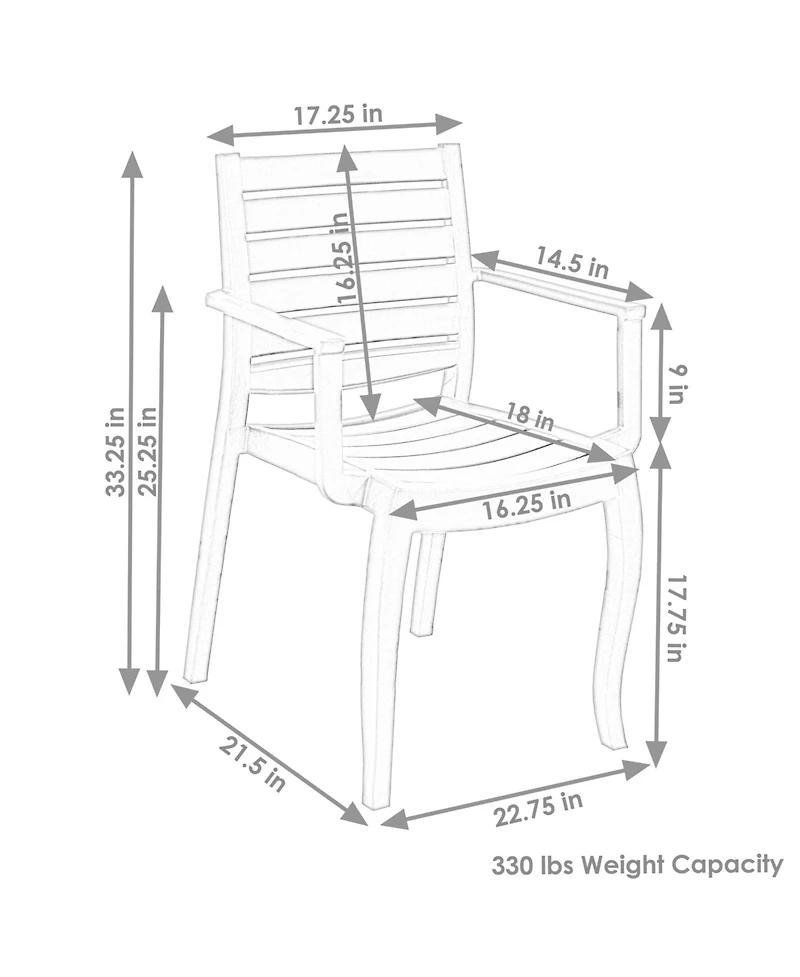 Polypropylene Stackable Illias Outdoor Patio Arm Chair