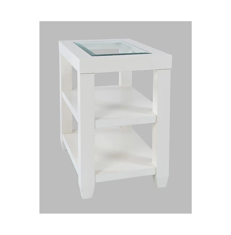 Urban Icon Contemporary Glass Inlay Chair Side End Table with Storage