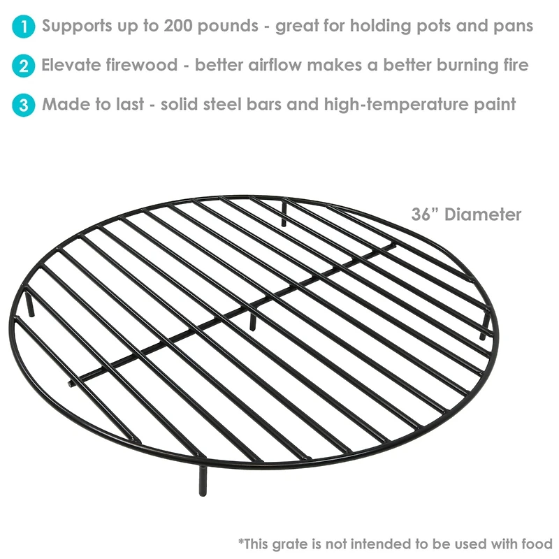 Outdoor Heavy-Duty Steel with High-Temperature Finish Round Fire Pit Firewood Log Grate