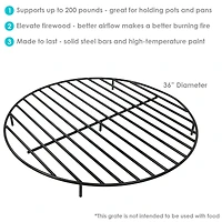 Outdoor Heavy-Duty Steel with High-Temperature Finish Round Fire Pit Firewood Log Grate