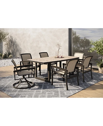 Bartow Outdoor 7-pc Dining Set (Rectangular Table, 4 Dining Chairs & 2 Swivel Chairs), Created for Macy's