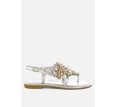 Opazie Metallic Pearl Embellished Flats