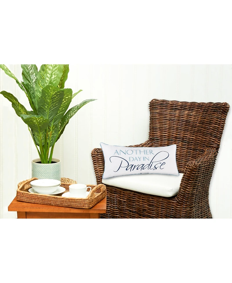 12" x 24" Embroidered "Another Day In Paradise" Decorative Accent Throw Pillow
