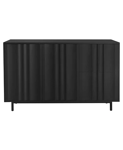 Wave Pattern Storage Cabinet with 2 Doors and 2 Drawers, Adjustable, Suitable for Study, Entrance and Living Room