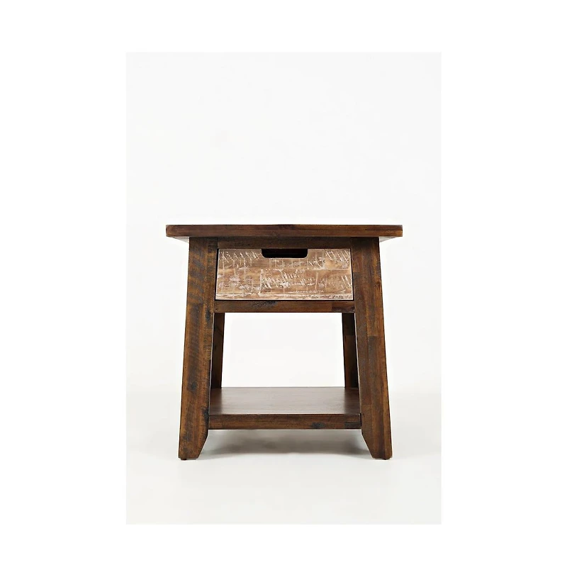 Painted Canyon Rustic Solid Acacia End Table