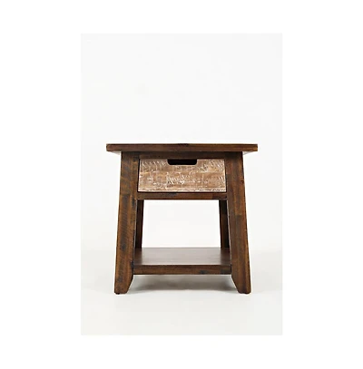 Painted Canyon Rustic Solid Acacia End Table