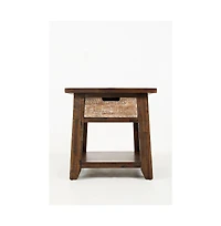 Painted Canyon Rustic Solid Acacia End Table