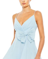 Women's Faux Wrap Bow Detail Flowy Mini Dress