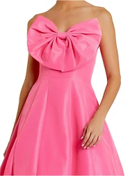Women's Strapless Bow Tea Length Dress
