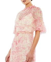 Women's Flounce Sleeve Embellished Dress
