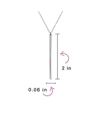 Bling Jewelry Minimalist Modern Design Vertical Linear Flat Bar Pendant Necklace .925 Sterling Silver