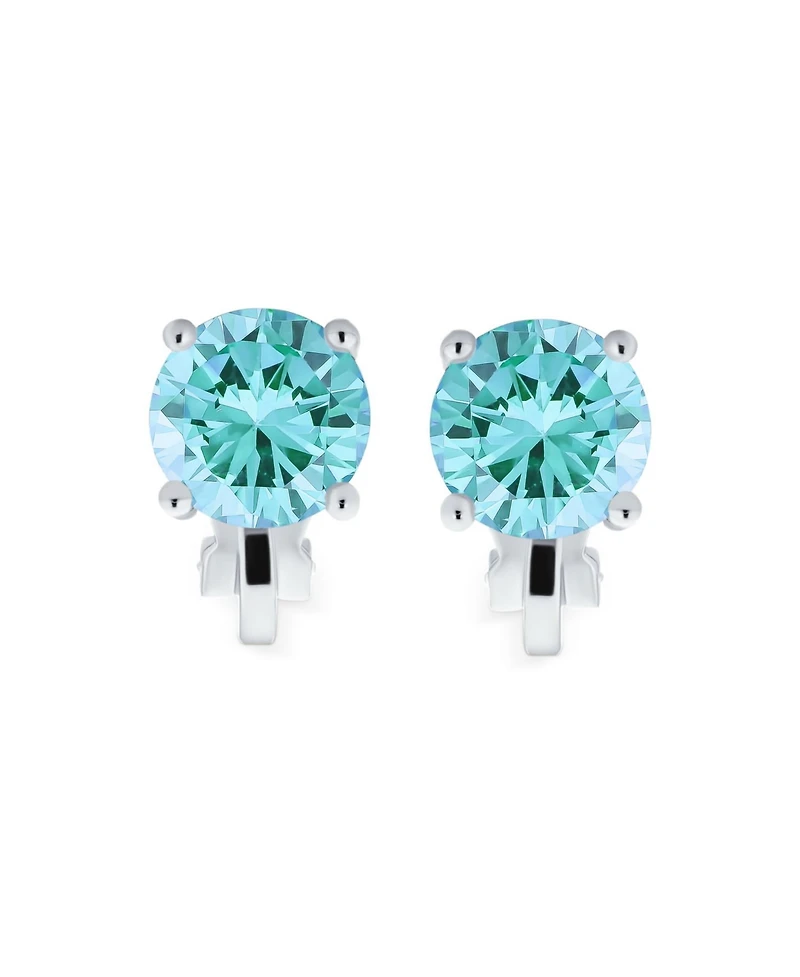 Bling Jewelry 2CT Solitaire Round Cubic Zirconia Cz Clip On Stud Earrings Non Piercing