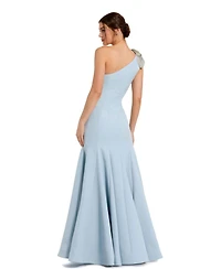 Mac Duggal Women's Crepe One Shoulder Gown With Flower