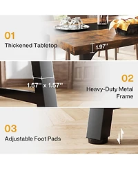 Tribesigns 70.9" Farmhouse Dining Table for 6-8 People, Large Rectangular Wood Kitchen Table with Metal Frame, Dining Room Dinner Table for Family Gat