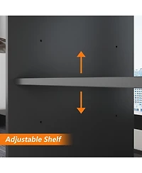 Famapy 55.1 in. L-Shaped Brown Wood Computer Desk Writing Office Executive W/Removable Tabletop, Shelves, 3-Drawers