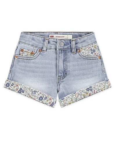 Levi's Little Girls Print Block Mom Shorts
