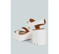 Urla Eyelet Detail Platform Heel Sandals Women
