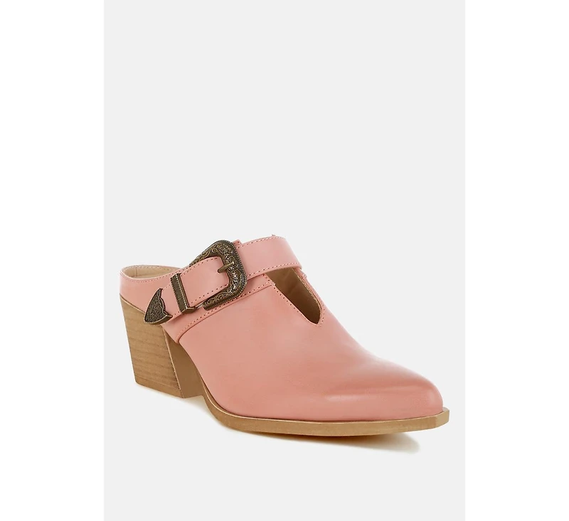Holler Carved Buckle Statement Mules