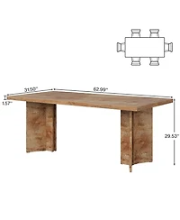 Tribesigns 63-inch Dining Table for 4-6, Farmhouse Kitchen Table with Large Tabletop, Rectangular Dinner Eating Table