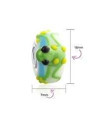 Bling Jewelry Green Yellow Toad Frog Glass Charm Bead European Bracelet 3D Lampwork Murano