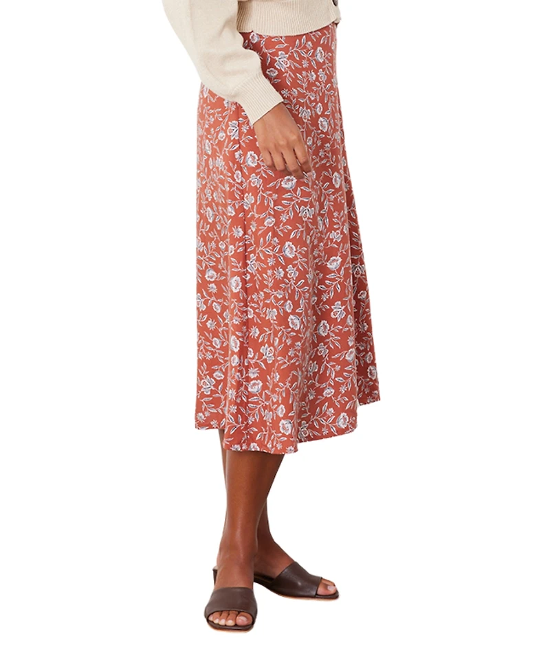 Paneros Clothing Women's Floral Printed Avery Midi Skirt Adobe