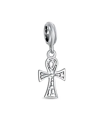 Bling Jewelry Egyptian Ankh Cross Dangle Charm Bead in Oxidized Sterling Silver Bracelets