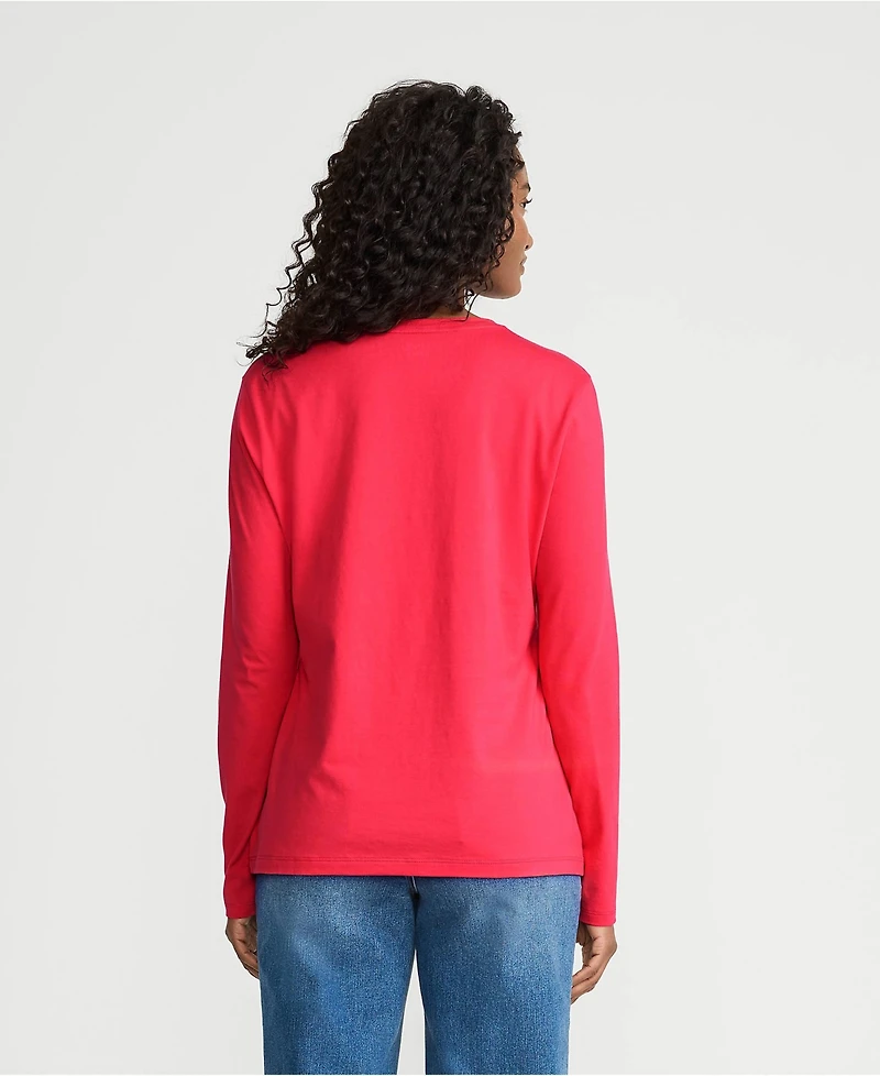 Lands' End Women's Supima Cotton Relaxed Long Sleeve Crew Neck T-Shirt