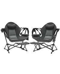 Outsunny Hammock Camping Chair Set of 2 with Adjustable Back, Dark