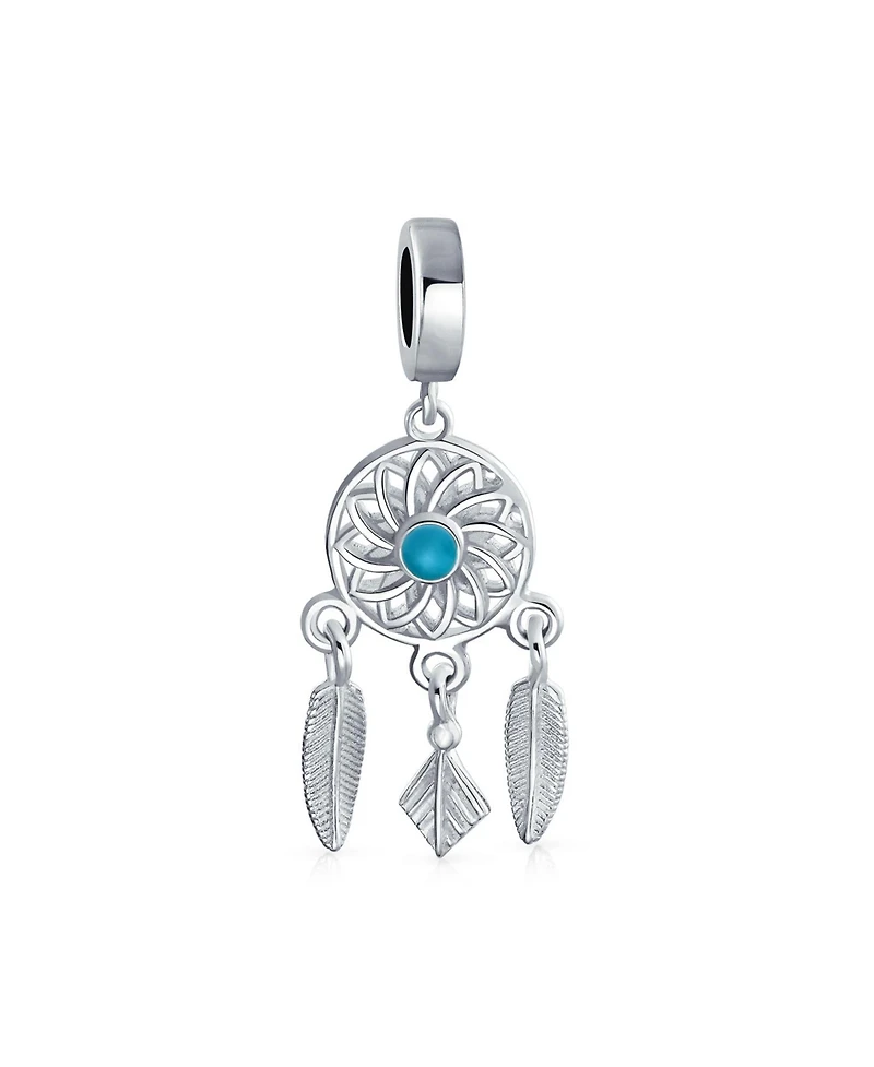 Bling Jewelry Hopes Dreams Blue Amulet Native American Dream Catcher Dangle Charm Bead Silver