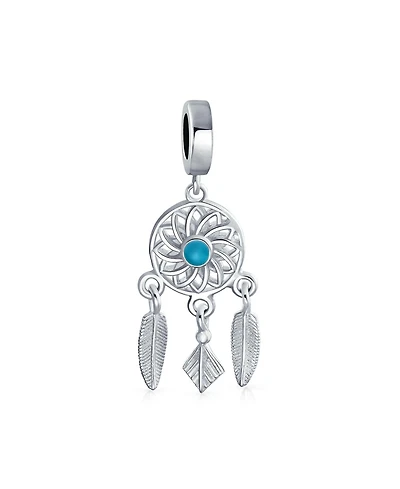 Bling Jewelry Hopes Dreams Blue Amulet Native American Dream Catcher Dangle Charm Bead Silver