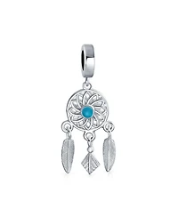 Bling Jewelry Hopes Dreams Blue Amulet Native American Dream Catcher Dangle Charm Bead Silver
