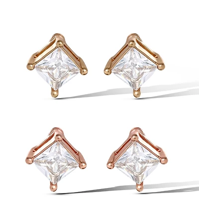 Jessica Simpson Square-Cut Crystal Stud Earrings Set