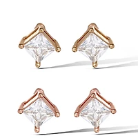 Jessica Simpson Square-Cut Crystal Stud Earrings Set