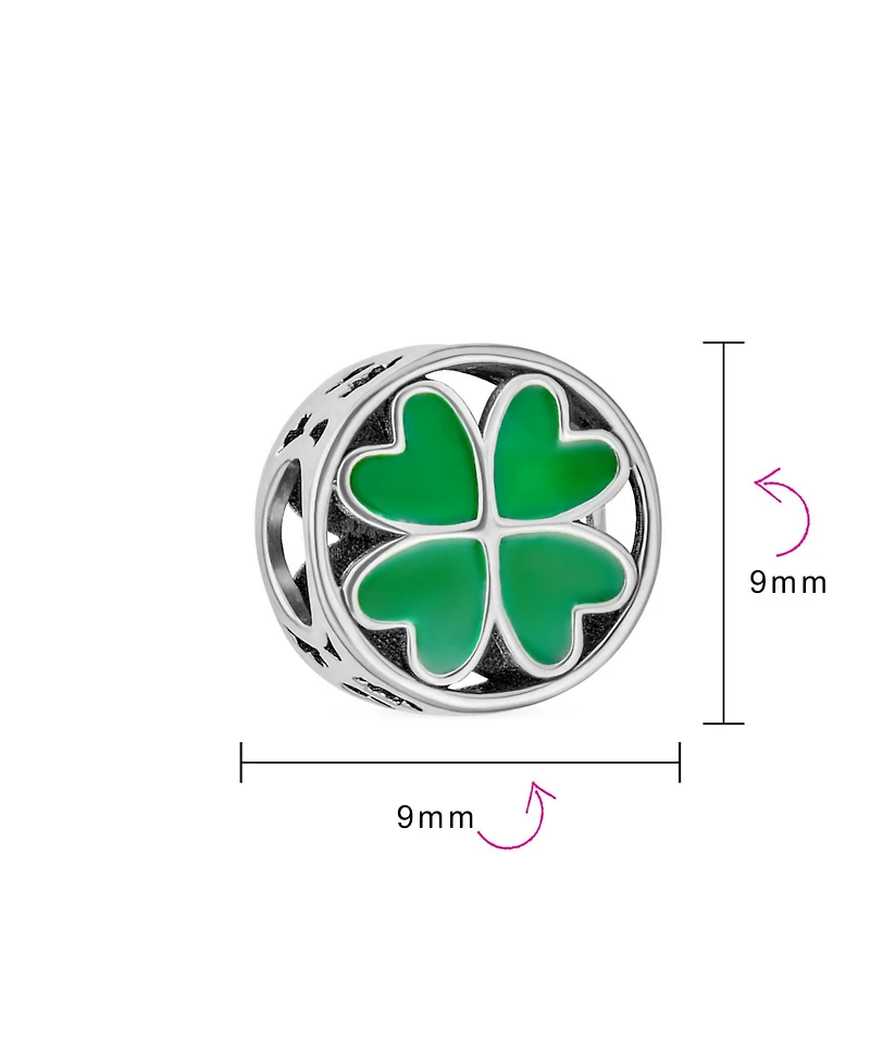 Bling Jewelry Good Luck Irish Shamrock Green Heart Clover Charm Bead European Bracelet