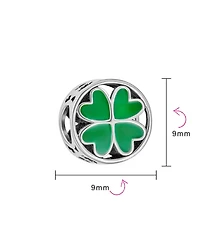 Bling Jewelry Good Luck Irish Shamrock Green Heart Clover Charm Bead European Bracelet