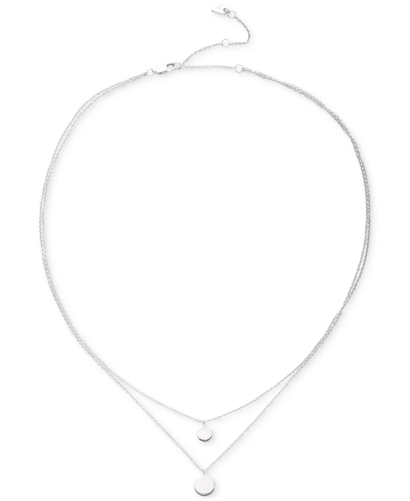 Lauren Ralph Lauren Sterling Silver Disc Pendant Two Row Necklace, 20" + 3" extender