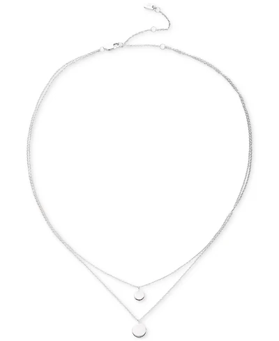 Lauren Ralph Lauren Sterling Silver Disc Pendant Two Row Necklace, 20" + 3" extender