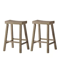 Maven Lane Vincent Wooden Rustic Aesthetic Kitchen Counter Stool, Set of 2