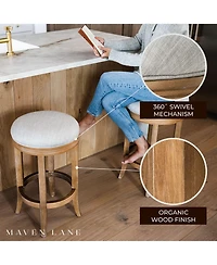 Maven Lane Eva Counter Stool in Weathered Oak Finish, Sand Color, Set of 4