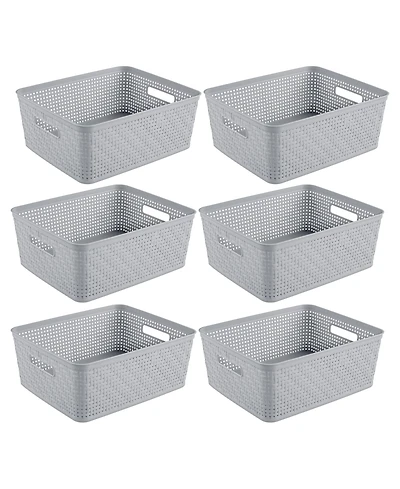 Sterilite 14'' x 11.5'' x 5'' Woven Rectangular Short Basket Organizer (6 Pack)