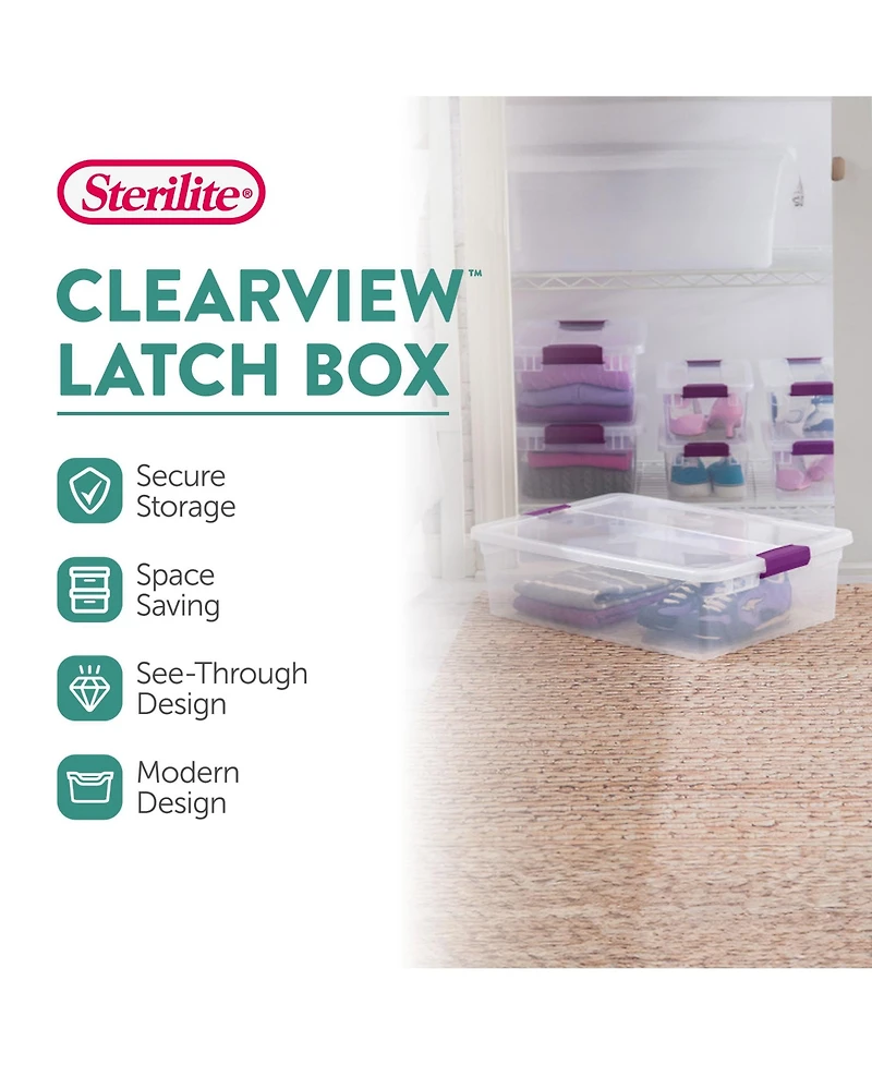 Sterilite 32 Quart Clear View Storage Container Tote w/ Latching Lid