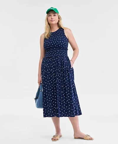 On 34th Women's Woven Printed Smocked Sleeveless Midi Dress, Exclusively at Macy's
