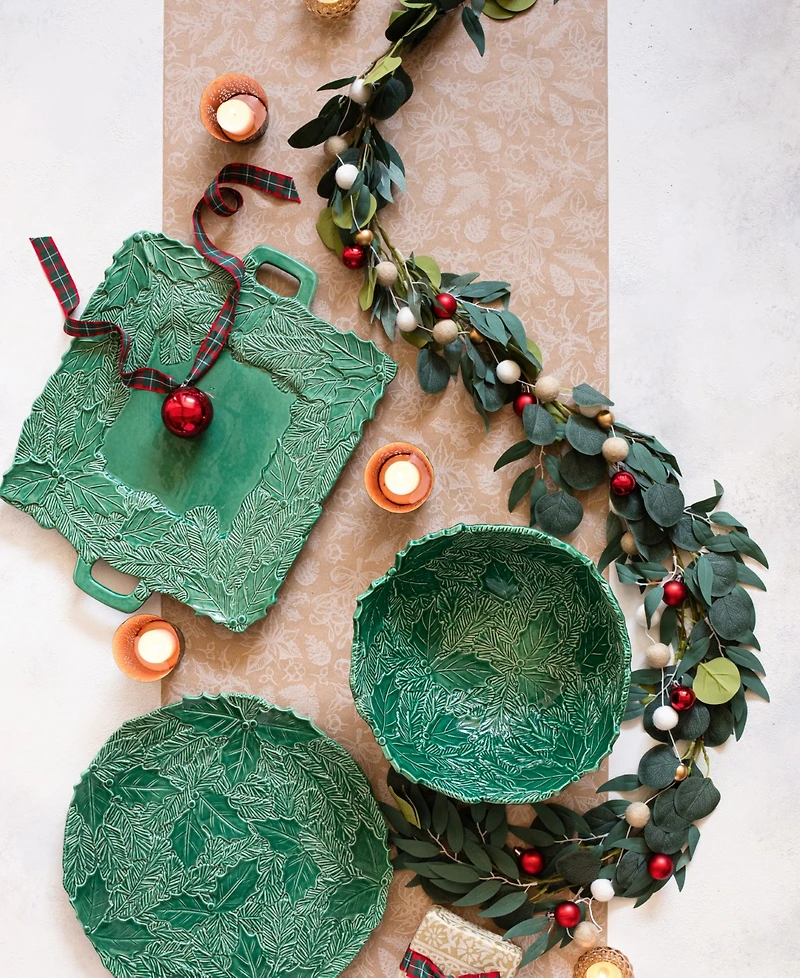 Vietri Lastra Holiday Green Figural Medium Bowl