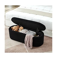 Modern Storage Ottoman Bench with Teddy Boucle Fabric for Bedroom, Living Room, Entryway-The Pop Home