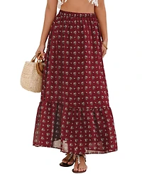 Cupshe Women's Boho Florals Ruffled Hem Maxi Skirt