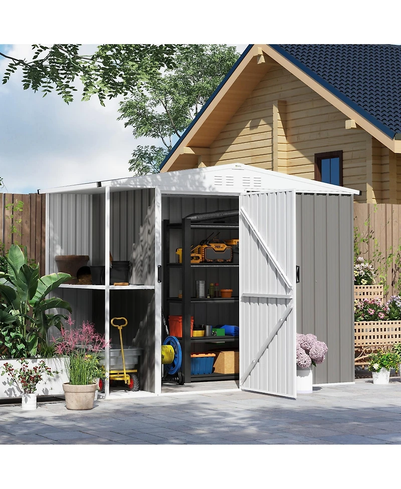 Outsunny 8 x 4ft Metal Shed, Outdoor Shed with Lock, Warm